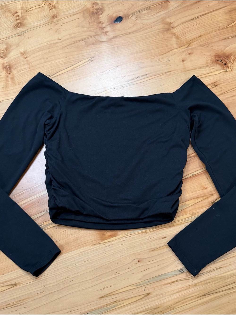 Hollister Black Off Shoulder Ruched Top Size S